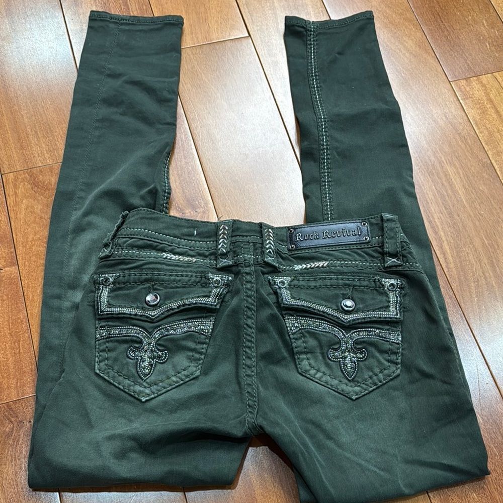 Rock Revival Women's Skinny Jeans in Dark Green